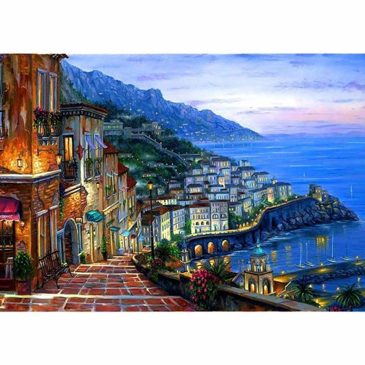 Hot Sale Landscape Seaside Town Diy Full Drill - 5D Mosaic