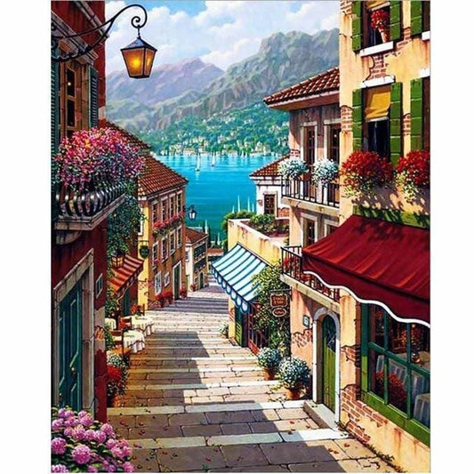 Hot Sale Rhinestones Landscape Street Diy Full Drill - 5D
