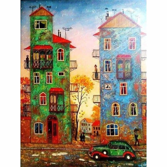 Landscape Street House Diy Full Drill - 5D Crystal Diamond