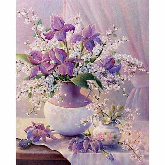 Lavender And Pink Flowers Full Drill - 5D Diy Diamond