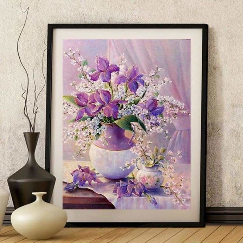Lavender And Pink Flowers Full Drill - 5D Diy Diamond 