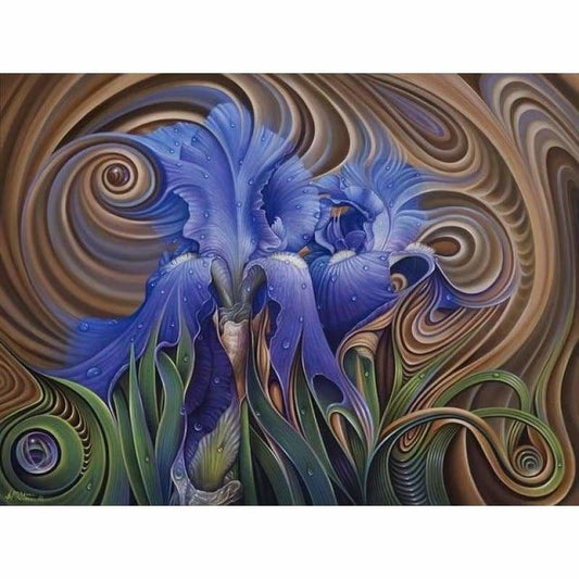 Modern Art Blue Abstract Flower Pattern Full Drill - 5D Diy