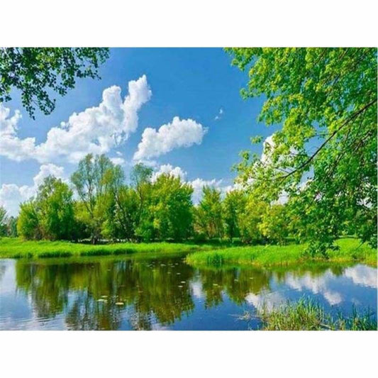 New Hot Sale Landscape Nature Forest Lake Diy Full Drill -