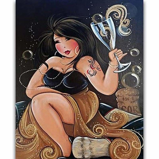 New Hot Sale Square Drill Cartoon Fat Woman Full Drill - 5D