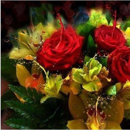 Red Rose Flower Full Drill - Full Drill - 5D DIY Diamond