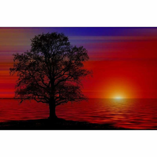 Red Sunset Tree- Full Drill Diamond Painting - NEEDLEWORK KITS