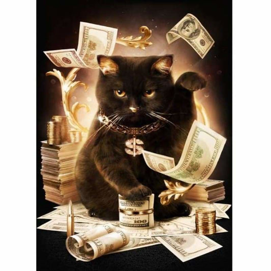 Special Cool Black Cat Dollar Full Drill - 5D Crystal