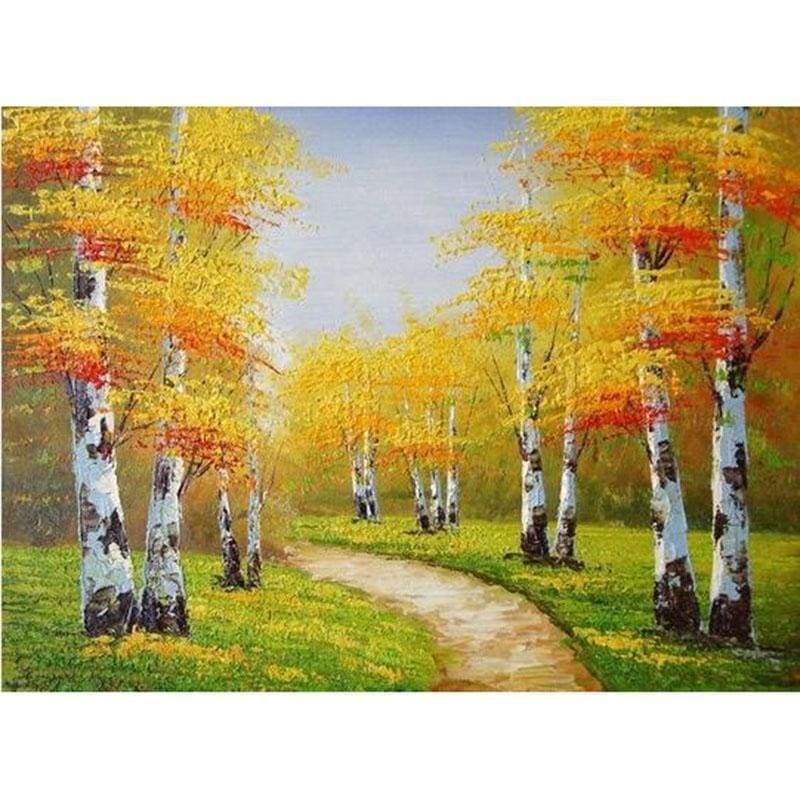 2019 Hot Sale Full Diy Diamond Cross Stitch Autumn Forest Landscape Kits VM20474 - NEEDLEWORK KITS