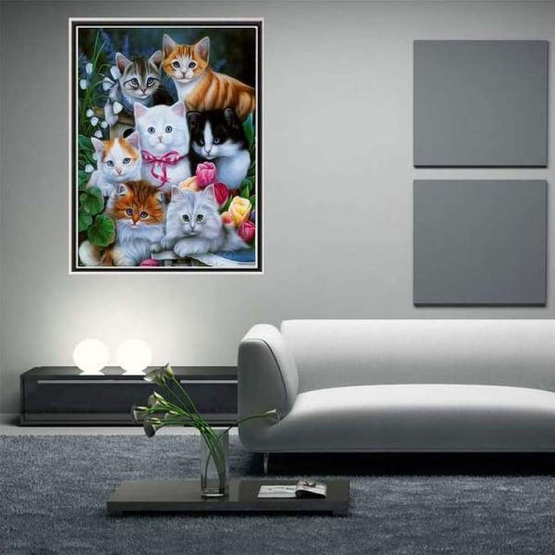 Hot Sale Wall Decor Animal Cute Cats Full Drill - 5D Diy Painting By Crystal Kits VM7455 - NEEDLEWORK KITS