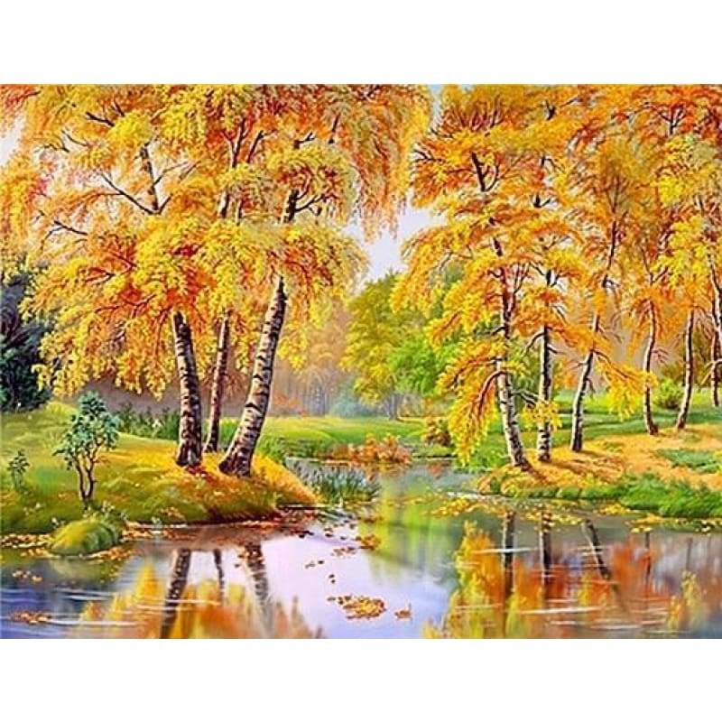 2019 New Hot Sale Autumn Forest Lake Diy 5d Diamond Embroidery Kits VM50036 - NEEDLEWORK KITS