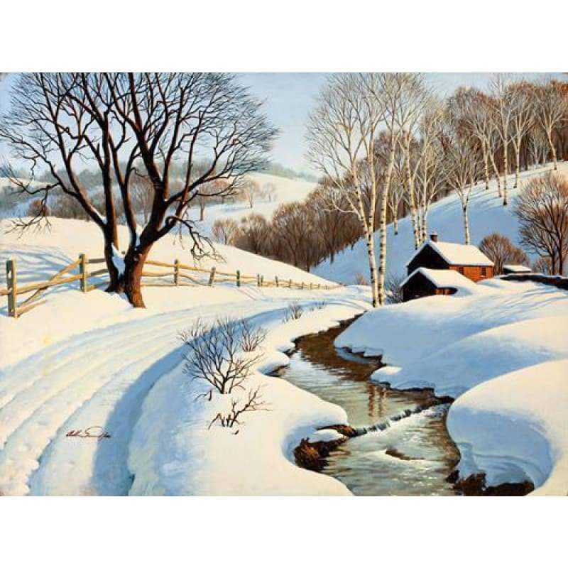 Popular Serene Winter Landscape Diy Full Drill - 5D Diamond Art Painting VM01167 - NEEDLEWORK KITS