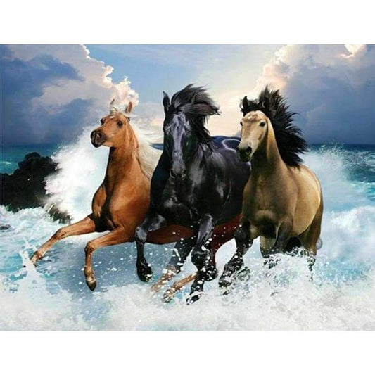 3 Horses Splashing - Full Drill Diamond Painting - Special