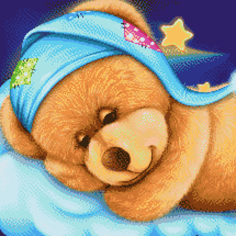 Teddy Sleeping Blue. Full Drill Diamond Painting - NEEDLEWORK KITS