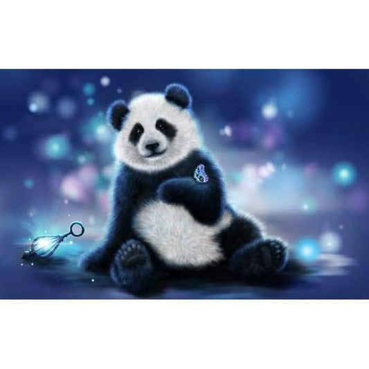 Blue Panda With Butterfly - Full Drill Diamond Painting -