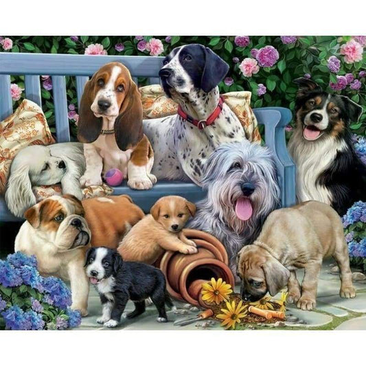 Dogs And Puppies - Full Drill Diamond Painting - Special