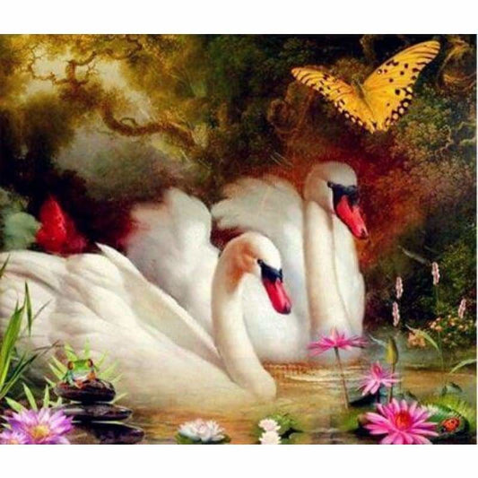 Dream Square Diamond Swan Wall Decor Full Drill - 5D Diy