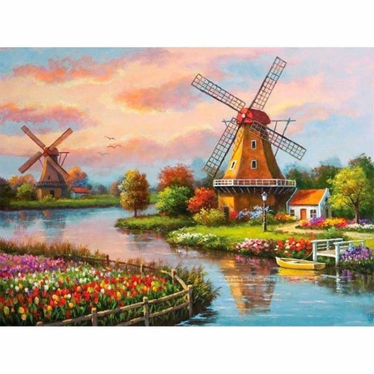 Full Drill - 5D Diamond Painting Kits Beautiful Windmill