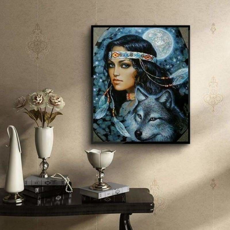 Full Drill - 5D Diamond Painting Moon Beauty & Animal - 3