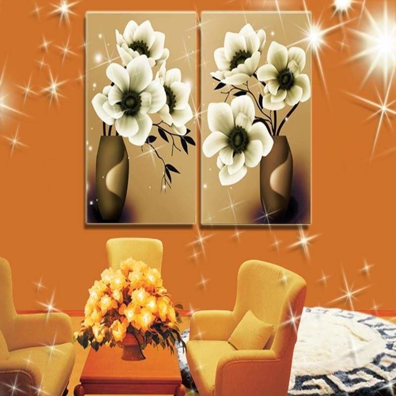 Full Drill - 5D DIY Diamond Painting Kits 2pcs Flowers 