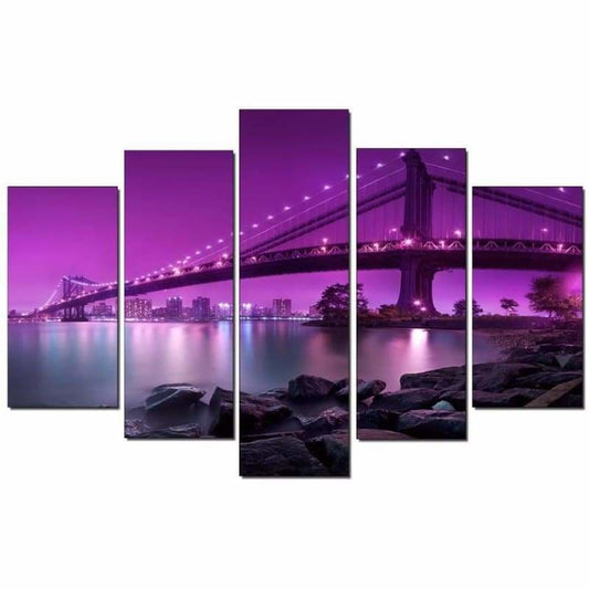 Full Drill - 5D DIY Diamond Painting Kits 5pcs Bridge Night 