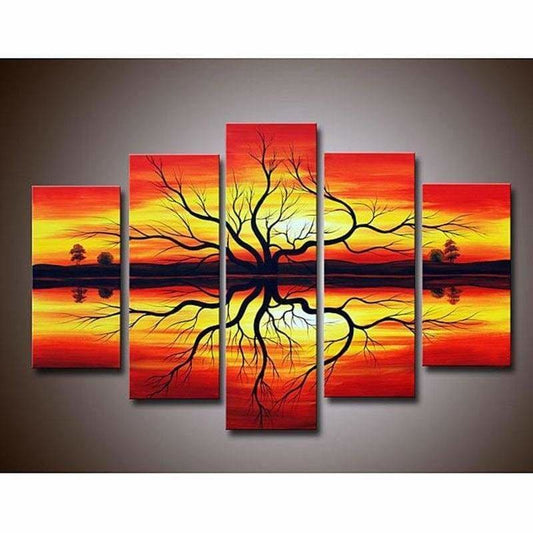 Full Drill - 5D DIY Diamond Painting Kits 5pcs Sunset Tree
