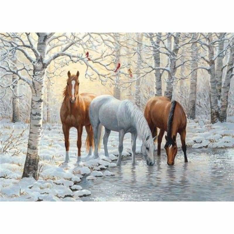 Full Drill - 5D DIY Diamond Painting Kits Animal Horses - 4