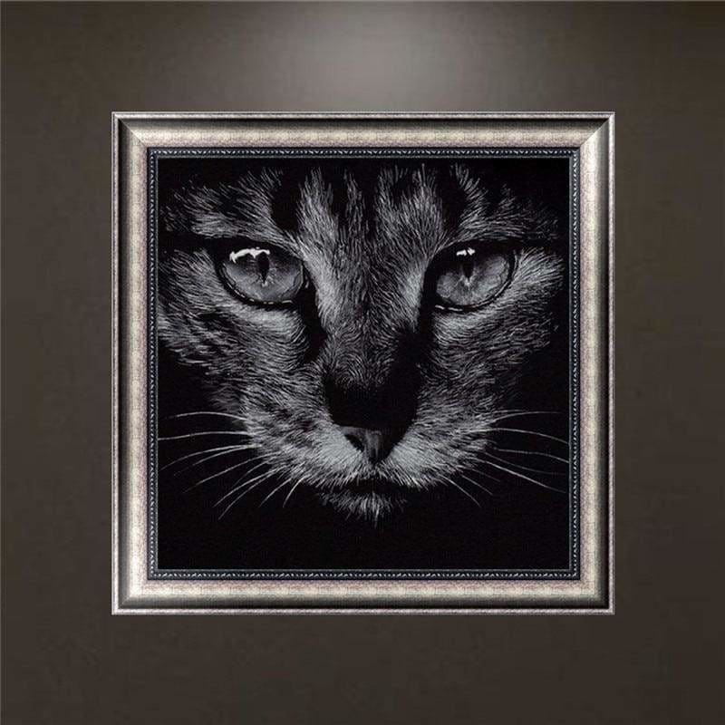 Full Drill - 5D DIY Diamond Painting Kits Black White Cat 