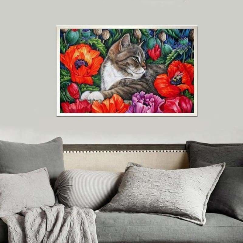 Full Drill - 5D DIY Diamond Painting Kits Cartoon Cat Flower