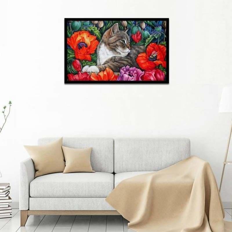 Full Drill - 5D DIY Diamond Painting Kits Cartoon Cat Flower