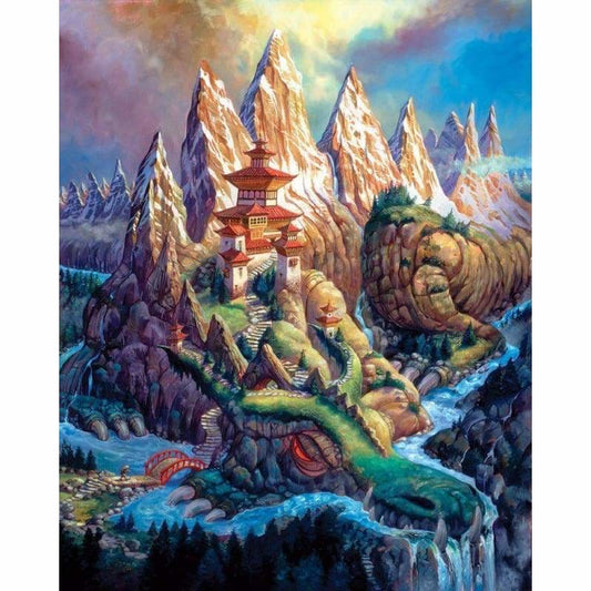 Full Drill - 5D DIY Diamond Painting Kits Cartoon Fantasy Mountain - NEEDLEWORK KITS