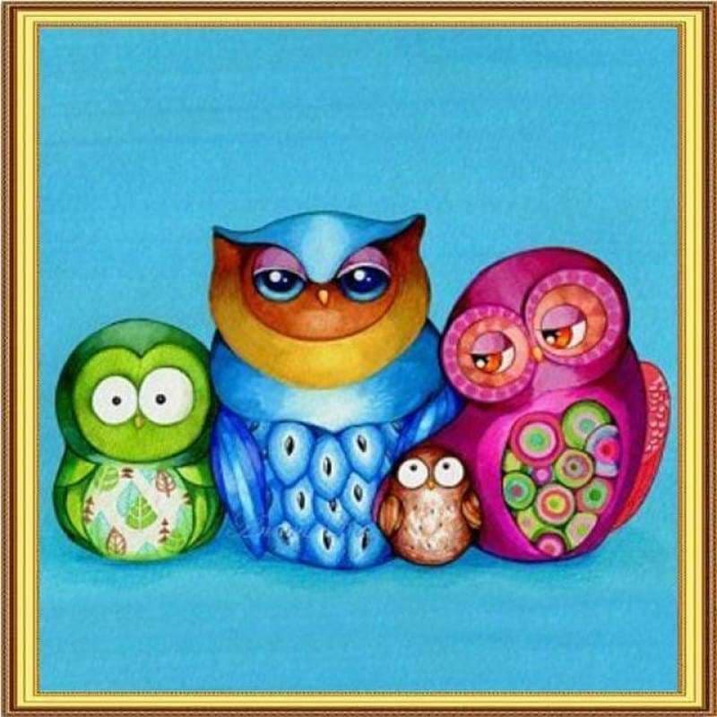 Full Drill - 5D DIY Diamond Painting Kits Cartoon Owl Family