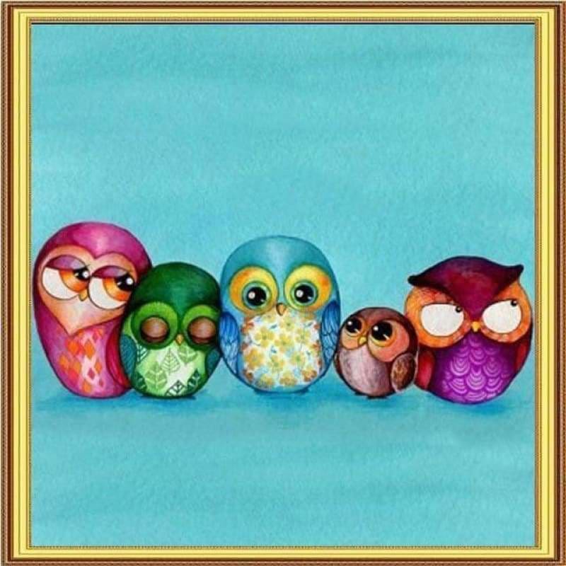 Full Drill - 5D DIY Diamond Painting Kits Cartoon Owl Family