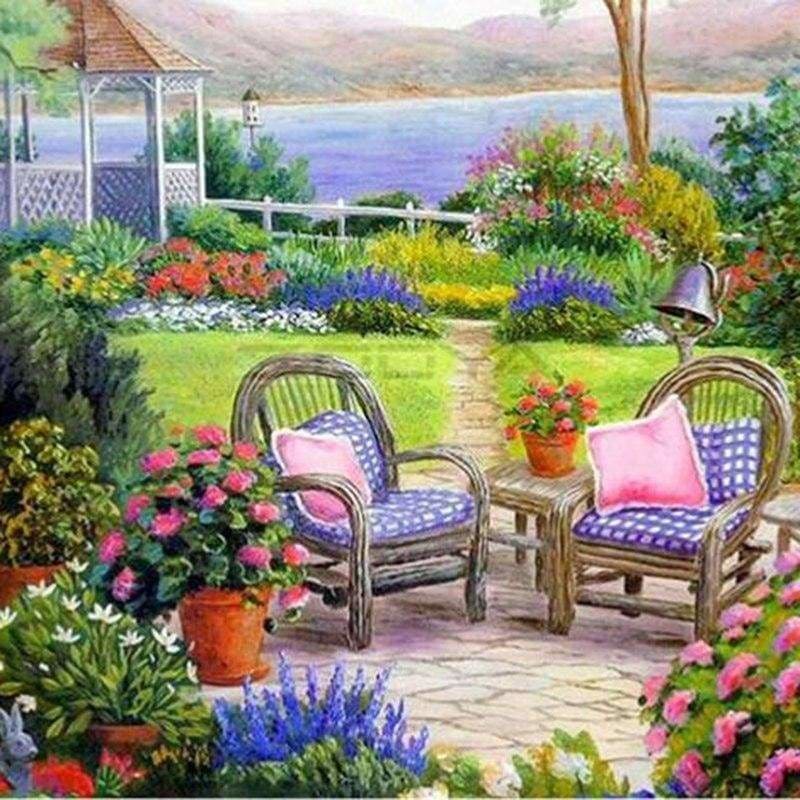 Full Drill - 5D DIY Diamond Painting Kits Cartoon Warm Countryside Garden - NEEDLEWORK KITS