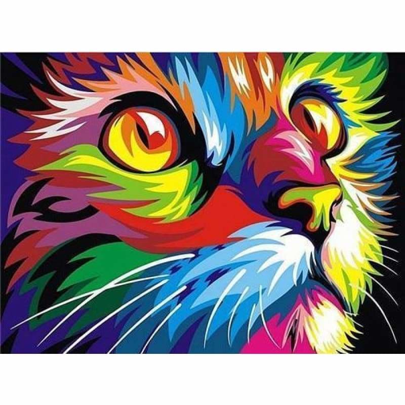 Full Drill - 5D DIY Diamond Painting Kits Colorful Cat Face 