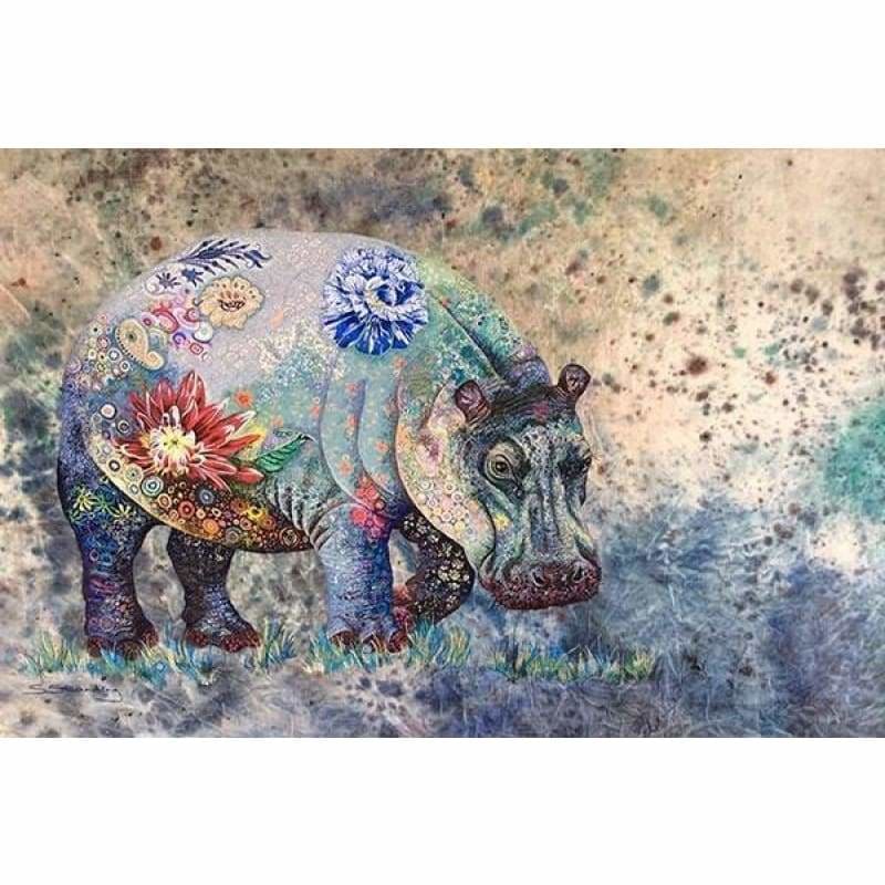 Full Drill - 5D DIY Diamond Painting Kits Colorful Hippo - NEEDLEWORK KITS