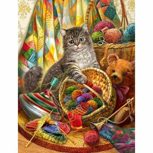 Full Drill - 5D DIY Diamond Painting Kits Cute Cat Teddy 