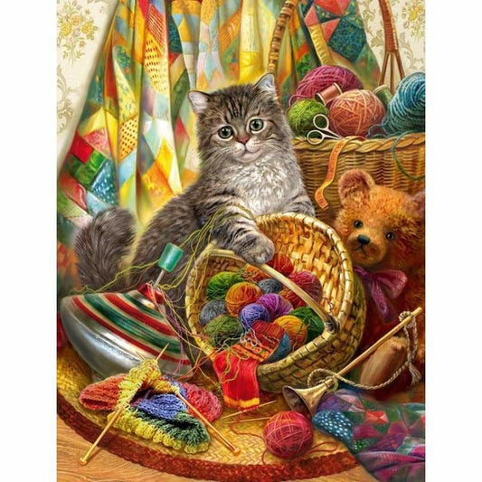 Full Drill - 5D DIY Diamond Painting Kits Cute Cat Teddy