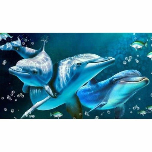 Full Drill - 5D DIY Diamond Painting Kits Cute Dolphins in