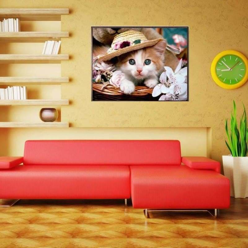 Full Drill - 5D DIY Diamond Painting Kits Cute Hat Cat - 4