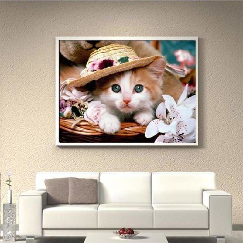 Full Drill - 5D DIY Diamond Painting Kits Cute Hat Cat - 4