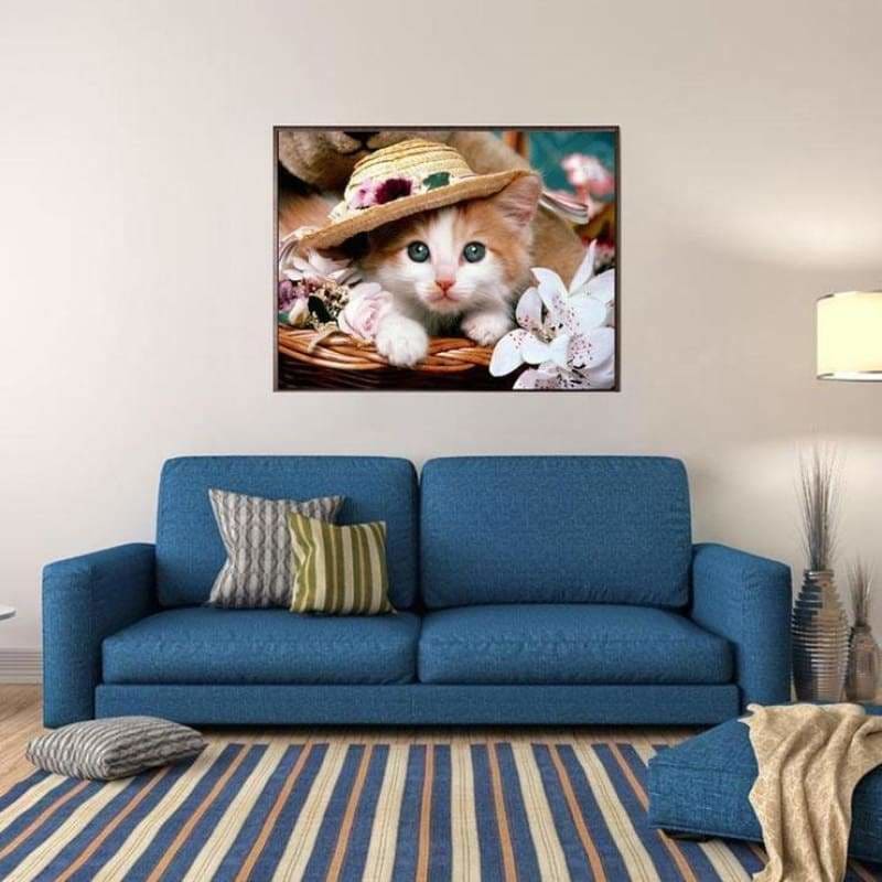 Full Drill - 5D DIY Diamond Painting Kits Cute Hat Cat - 4