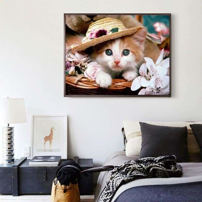 Full Drill - 5D DIY Diamond Painting Kits Cute Hat Cat - 4