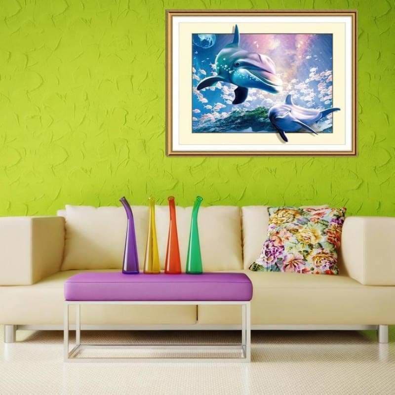 Full Drill - 5D DIY Diamond Painting Kits Dreamy Dolphins 