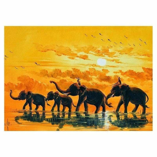 Full Drill - 5D DIY Diamond Painting Kits Elephant Family -