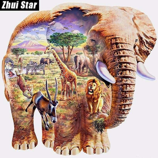 Full Drill - 5D DIY Diamond Painting Kits Elephant Zoo - c