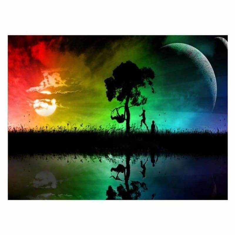 Full Drill - 5D DIY Diamond Painting Kits Fantastic Beautiful Colorful Night Happy Child - NEEDLEWORK KITS