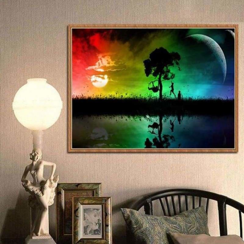 Full Drill - 5D DIY Diamond Painting Kits Fantastic Beautiful Colorful Night Happy Child - NEEDLEWORK KITS