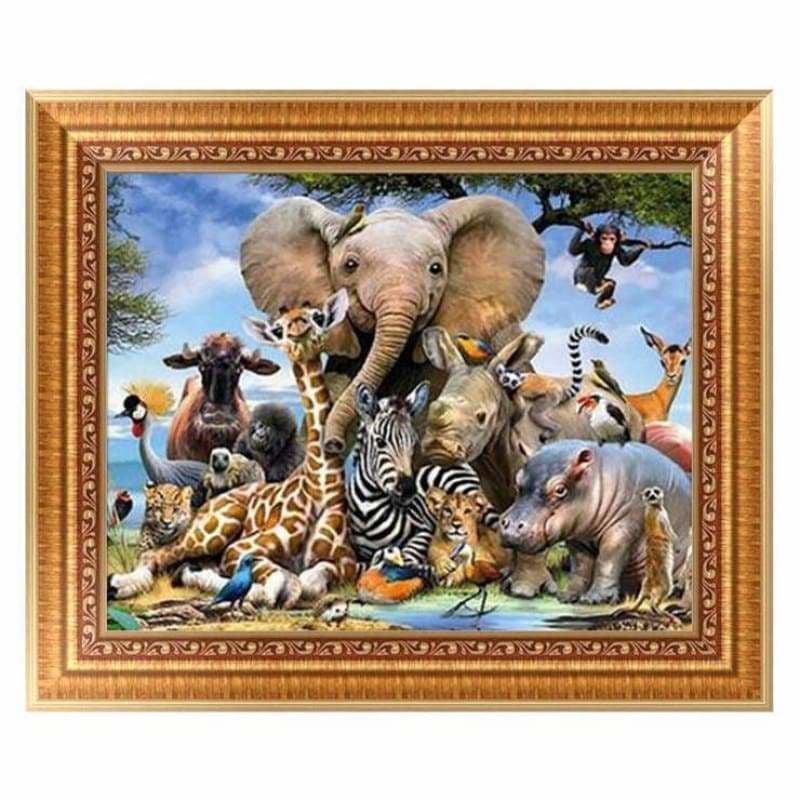 Full Drill - 5D DIY Diamond Painting Kits Happy Jungle Wildlife Animals - NEEDLEWORK KITS