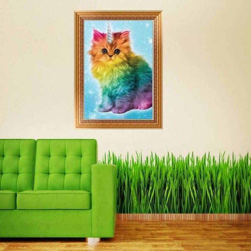 Full Drill - 5D DIY Diamond Painting Kits Lovely Rainbow Cat