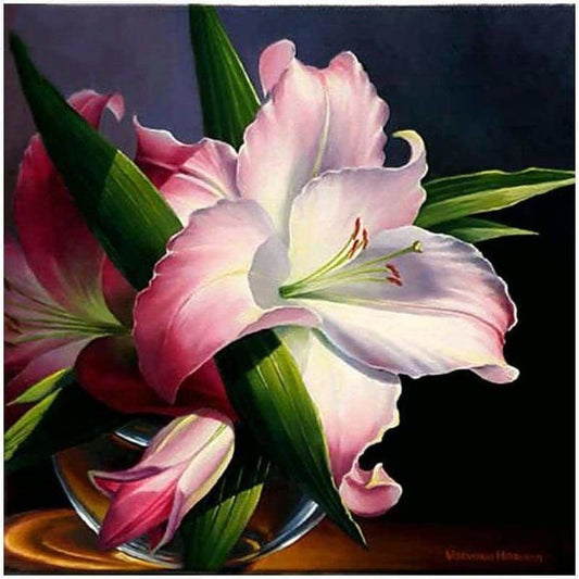 Full Drill - 5D DIY Diamond Painting Kits Pink Lily - NEEDLEWORK KITS